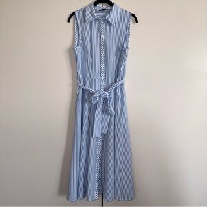 Tommy Hilfiger Blue and White Striped Midi Dress with pockets